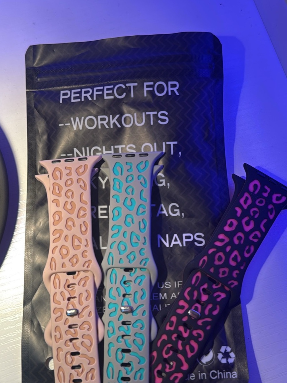 Silicone Leopard Apple Watch Bands - Pink, Grey & Black